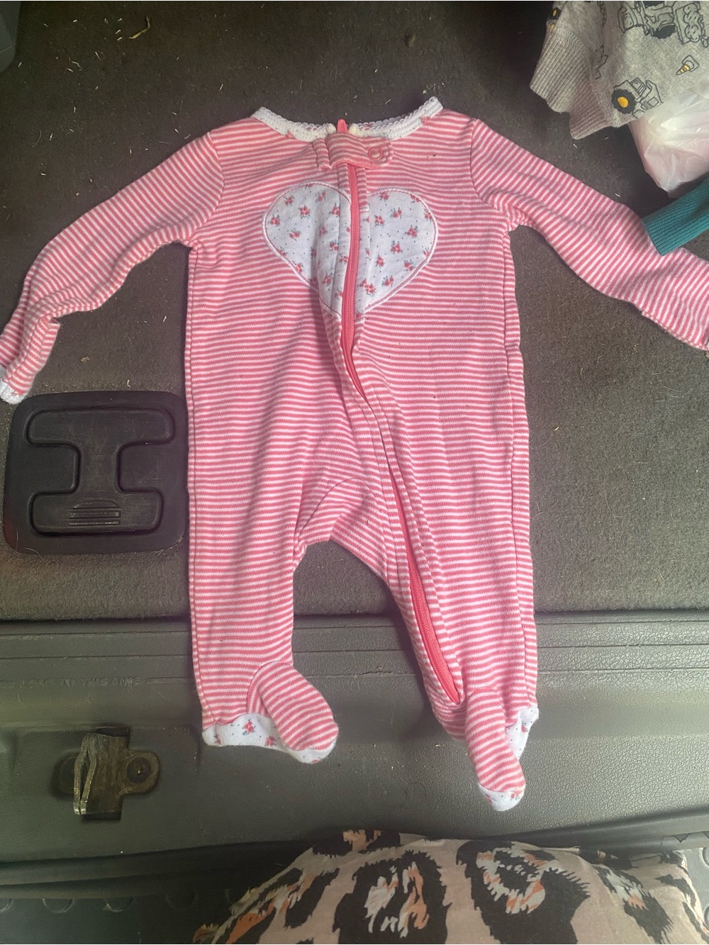 Carter's Pink and White Striped Footed One-Piece with Heart